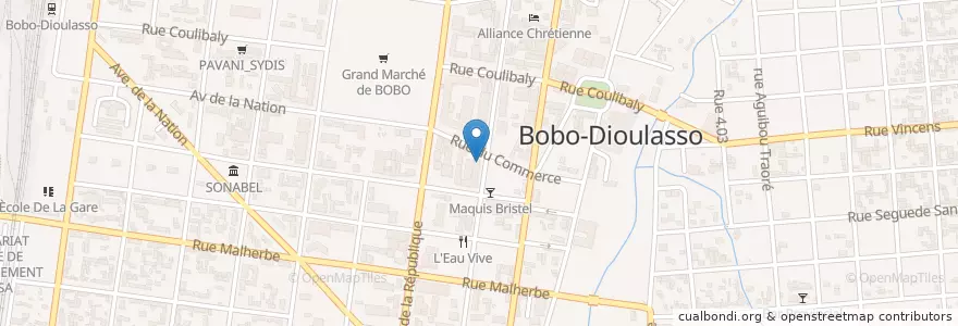 Mapa de ubicacion de DHL en بوركينا فاسو, ارتفاع أحواض, Houet.