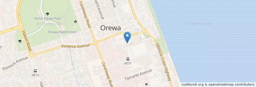 Mapa de ubicacion de Orewa Tongan Assembly of God en نیوزیلند, Auckland, Hibiscus And Bays.