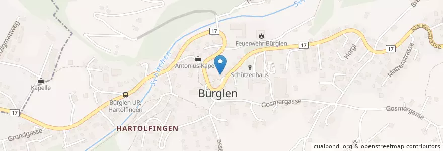 Mapa de ubicacion de Post en Schweiz/Suisse/Svizzera/Svizra, Uri, Bürglen (Ur).