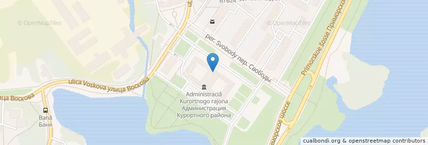 Mapa de ubicacion de Курортный en Russie, District Fédéral Du Nord-Ouest, Oblast De Léningrad, Saint-Pétersbourg, Курортный Район, Сестрорецк.