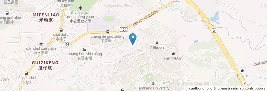 Mapa de ubicacion de 晨之美淡大總店 en 타이완, 신베이 시, 단수이 구.
