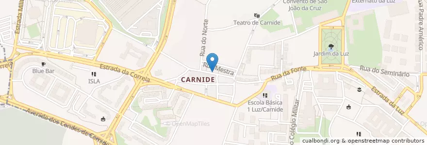 Mapa de ubicacion de Adega de Carnide en Portugal, Aire Métropolitaine De Lisbonne, Lisbonne, Grande Lisboa, Lisbonne, Carnide.