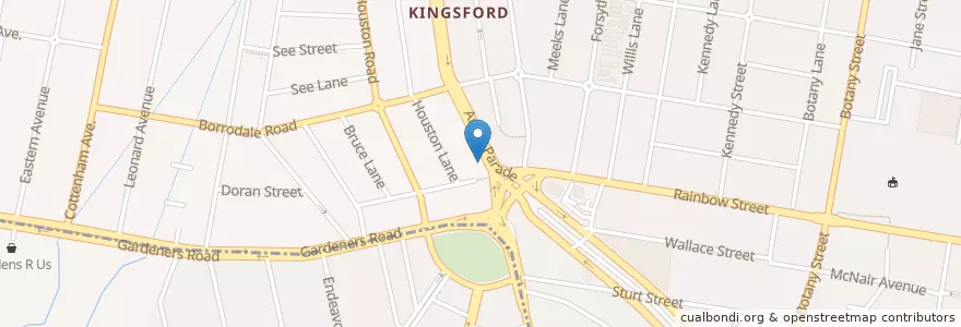 Mapa de ubicacion de Kingsford Family Dental Centre en Australien, Neusüdwales, Sydney, Randwick City Council.