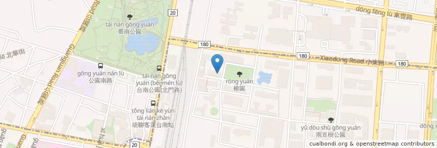 Mapa de ubicacion de 空中大學台南中心 en Tayvan, 臺南市, 北區, 東區.