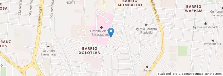 Mapa de ubicacion de Clínica médica Xolotlán en 니카라과, Departamento De Managua, Managua (Municipio).