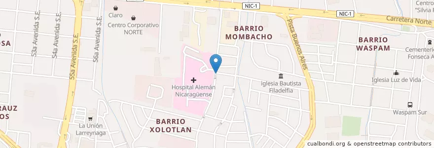 Mapa de ubicacion de Centro de Llamadas Lobell en نيكاراجوا, Departamento De Managua, Managua (Municipio).