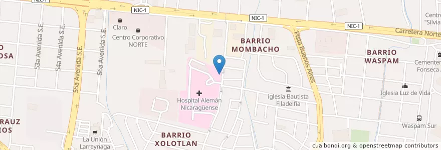 Mapa de ubicacion de John's Burger en Nicaragua, Departamento De Managua, Managua (Municipio).