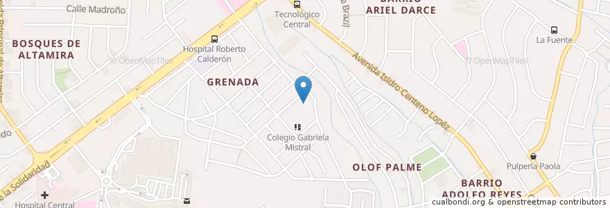 Mapa de ubicacion de Capilla Nuestra Señora Del Perpetuo Socorro en نیکاراگوئه, Departamento De Managua, Managua (Municipio).