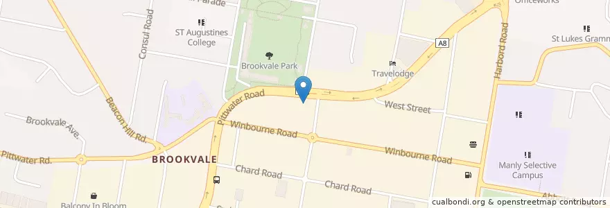 Mapa de ubicacion de Caltex Star Mart Brookvale en Australie, Nouvelle Galles Du Sud, Sydney, Northern Beaches Council.