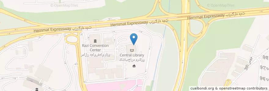 Mapa de ubicacion de کتابخانه مرکزی en إیران, طهران, مقاطعة طهران, طهران, بخش مرکزی شهرستان تهران.