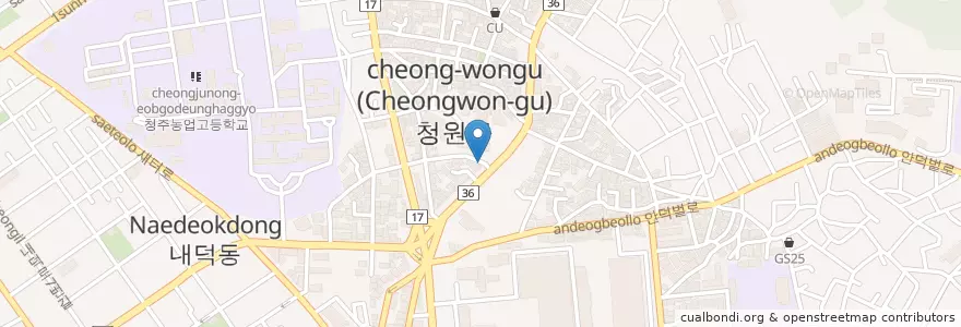 Mapa de ubicacion de 내덕동 en 韩国/南韓, 忠清北道, 清州市, 清原區, 내덕동.