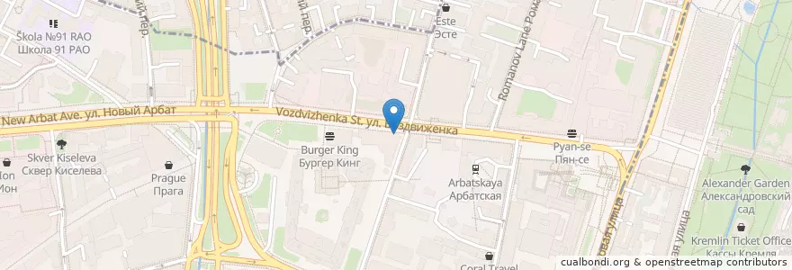 Mapa de ubicacion de Cofix en Russia, Distretto Federale Centrale, Москва, Центральный Административный Округ, Район Арбат.