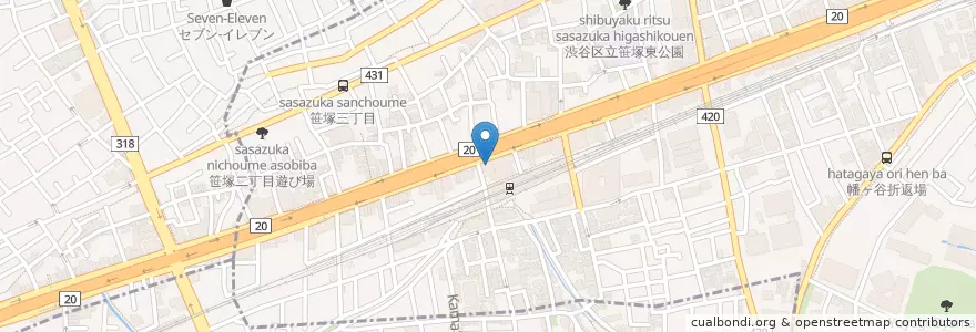Mapa de ubicacion de みずほ銀行 en Jepun, 東京都, 渋谷区.