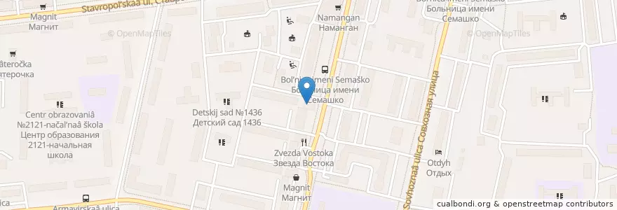 Mapa de ubicacion de Почта Банк en 俄罗斯/俄羅斯, Центральный Федеральный Округ, Москва, Юго-Восточный Административный Округ, Район Люблино.