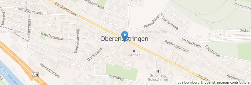 Mapa de ubicacion de Post Oberengstringen en Schweiz/Suisse/Svizzera/Svizra, Zürich, Bezirk Dietikon, Oberengstringen.