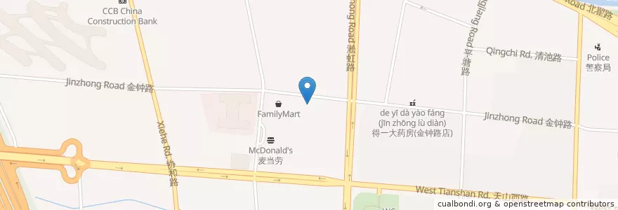 Mapa de ubicacion de 酸菜红烧牛肉面 en 중국, 상하이, 창닝구.