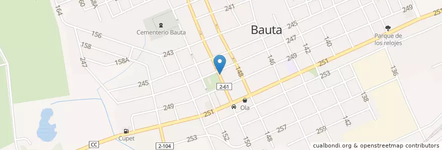 Mapa de ubicacion de Tribunal Municipal Popular de Bauta en 쿠바, Artemisa, Bauta, Ciudad De Bauta.