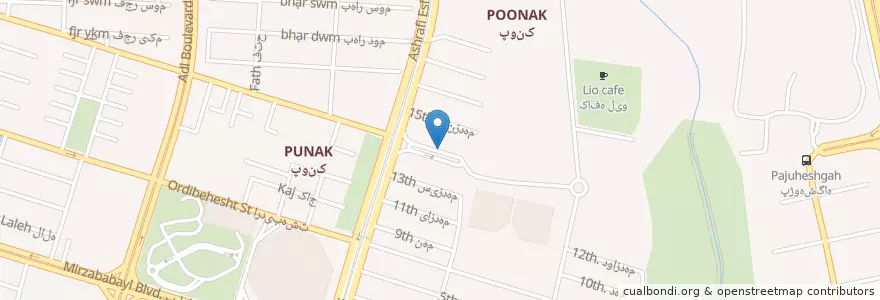 Mapa de ubicacion de پونک فود en İran, Tahran Eyaleti, شهرستان تهران, Tahran, بخش مرکزی شهرستان تهران.