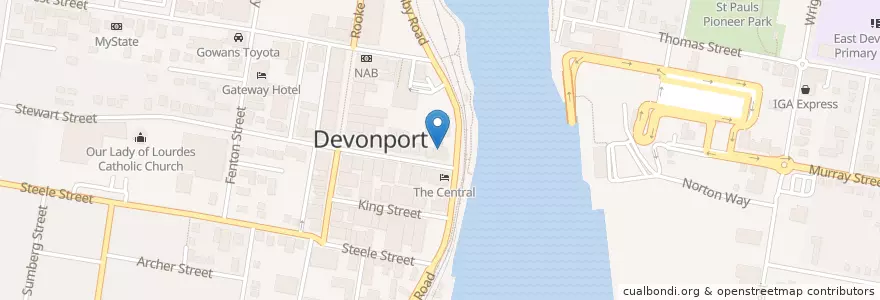 Mapa de ubicacion de Australia Post en Australia, Tasmania, City Of Devonport, Devonport.