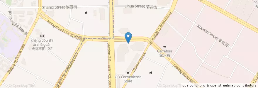 Mapa de ubicacion de Wagas en 中国, 四川省, 成都市, 锦江区 (Jinjiang), 督院街街道 / Duyuanjie.