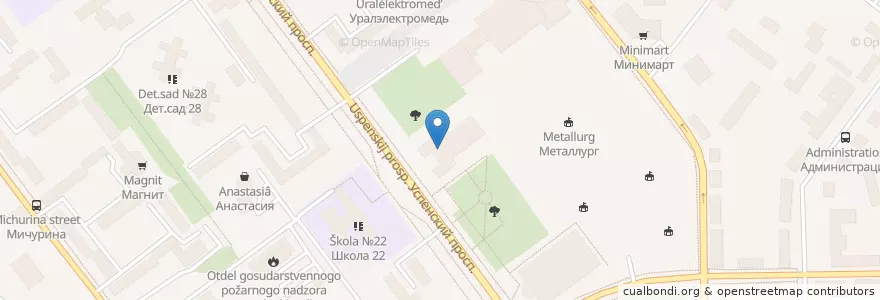 Mapa de ubicacion de ДК Металлург en Russland, Föderationskreis Ural, Oblast Swerdlowsk, Западный Управленческий Округ, Городской Округ Верхняя Пышма.