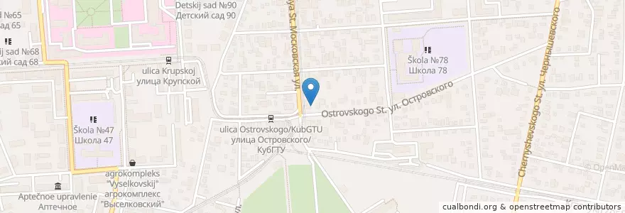Mapa de ubicacion de Belissimo en Rusia, Южный Федеральный Округ, Krai De Krasnodar, Городской Округ Краснодар.