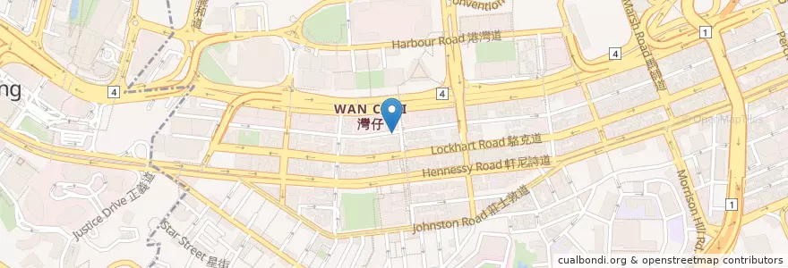 Mapa de ubicacion de 豪大大雞排 en 중국, 광둥성, 홍콩, 홍콩섬, 신제, 灣仔區 Wan Chai District.