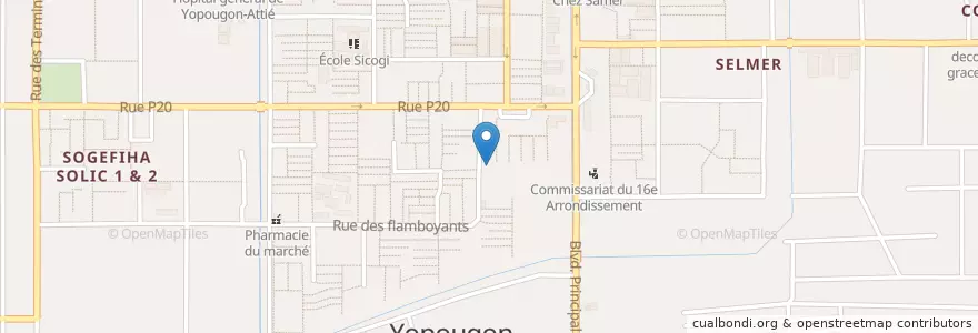 Mapa de ubicacion de Maquis chez Piou de Piou en Costa D'Avorio, Abidjan, Yopougon.