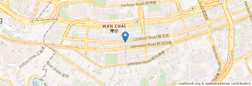 Mapa de ubicacion de 興華找換 en China, Guangdong, Hong Kong, Pulau Hong Kong, Wilayah Baru, 灣仔區 Wan Chai District.