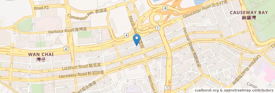 Mapa de ubicacion de 湖南苑湘菜館 en China, Provincia De Cantón, Hong Kong, Isla De Hong Kong, Nuevos Territorios, 灣仔區 Wan Chai District.