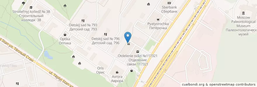 Mapa de ubicacion de Аптека столицы en Rússia, Distrito Federal Central, Москва, Юго-Западный Административный Округ, Район Тёплый Стан.