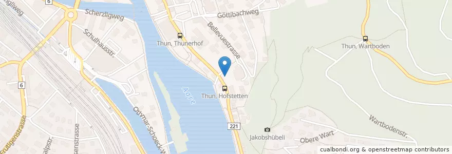 Mapa de ubicacion de Parkhaus Casino en سويسرا, برن, Verwaltungsregion Oberland, Verwaltungskreis Thun, Thun.
