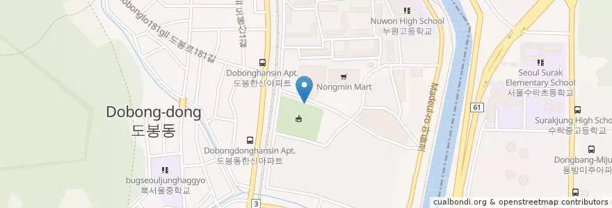 Mapa de ubicacion de 도봉투웨니퍼스트 1단지 주차장 en Südkorea, Seoul, 도봉구, 도봉2동.