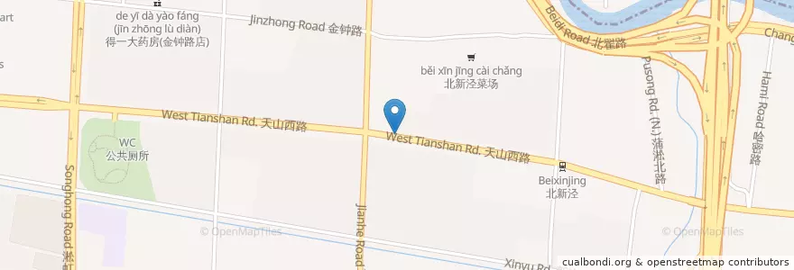 Mapa de ubicacion de 新鼎鸡 en 中国, 上海市, 长宁区.