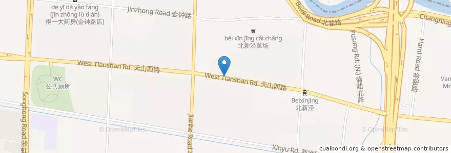 Mapa de ubicacion de 杭州银行 en 中国, 上海市, 長寧区.