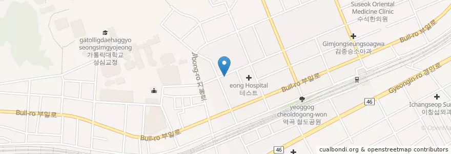 Mapa de ubicacion de 울엄마손칼국시 en Zuid-Korea, Gyeonggi-Do, 부천시.