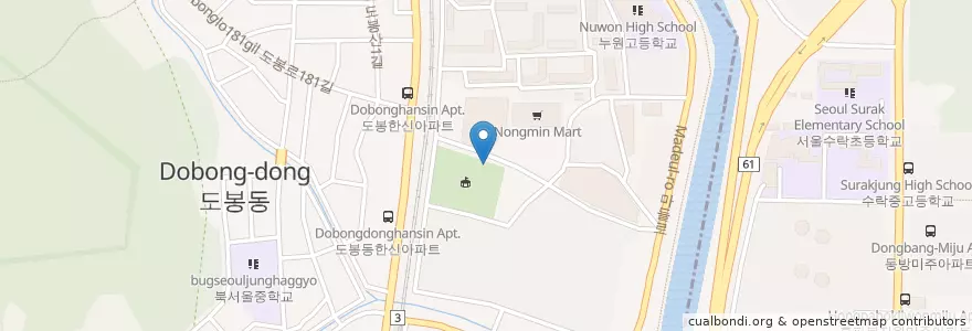 Mapa de ubicacion de 해봄동물병원 en Coreia Do Sul, Seul, 도봉구, 도봉2동.