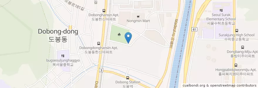 Mapa de ubicacion de 청춘약국 en Güney Kore, Seul, 도봉구, 도봉2동.