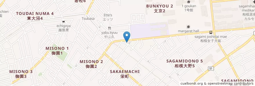 Mapa de ubicacion de 氏家歯科 en 일본, 가나가와현, 相模原市, 南区.