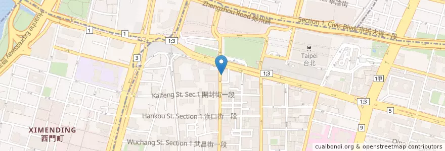 Mapa de ubicacion de Goldffee en Taiwan, Nuova Taipei, Taipei, 中正區.
