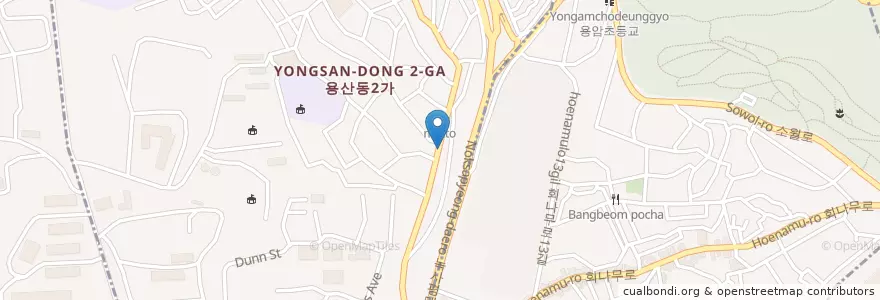 Mapa de ubicacion de Jacoby's Burger en Südkorea, Seoul, 용산구, 용산2가동.