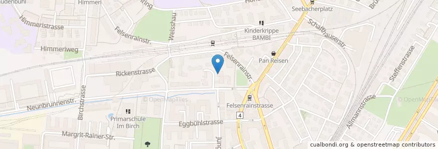 Mapa de ubicacion de Pflegewohngruppe Felsenrain en Switzerland, Zurich, District Zurich, Zurich.