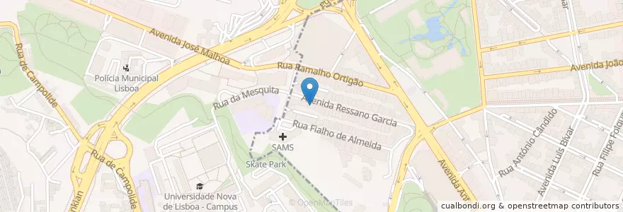 Mapa de ubicacion de Buna specialty coffee en 포르투갈, Área Metropolitana De Lisboa, Lisboa, Grande Lisboa, 리스본, Campolide, Avenidas Novas.