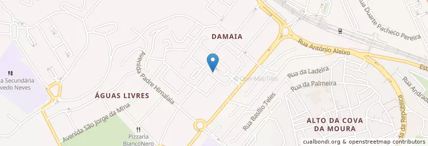 Mapa de ubicacion de Farmácia da Damaia en Portogallo, Área Metropolitana De Lisboa, Lisbona, Grande Lisboa, Amadora, Águas Livres.
