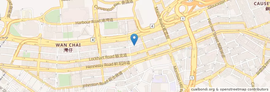 Mapa de ubicacion de 灣仔冰室 en Chine, Guangdong, Hong Kong, Île De Hong Kong, Nouveaux Territoires, 灣仔區 Wan Chai District.