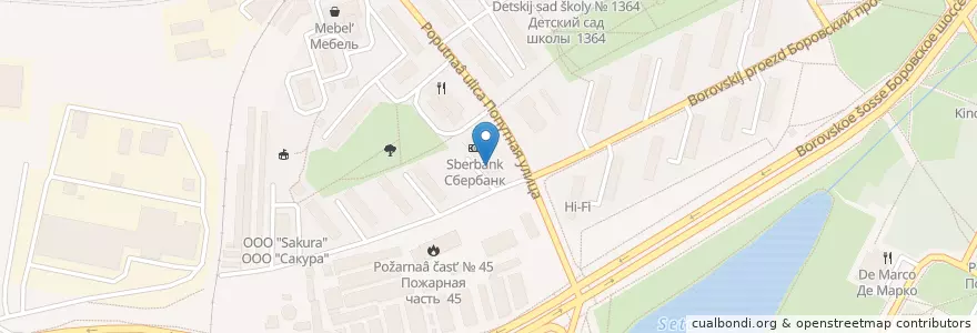 Mapa de ubicacion de Отделение связи №119619 en Rusland, Centraal Federaal District, Moskou, Западный Административный Округ, Район Солнцево.