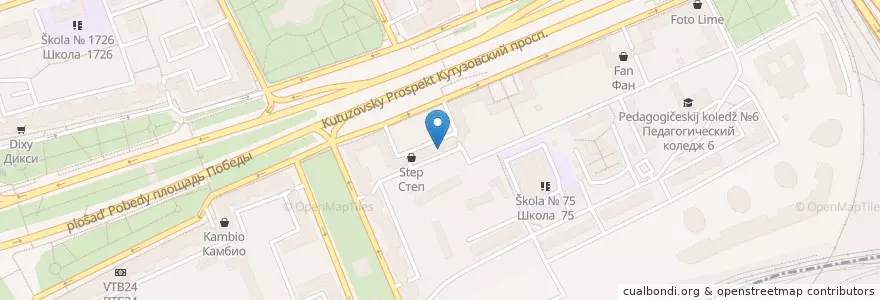 Mapa de ubicacion de Like en Rusland, Centraal Federaal District, Moskou, Западный Административный Округ, Район Дорогомилово.