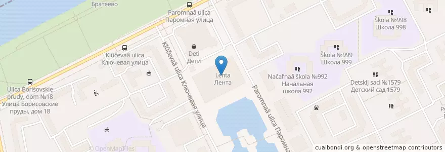 Mapa de ubicacion de Kuzina en Rusia, Центральный Федеральный Округ, Москва, Южный Административный Округ, Район Братеево.
