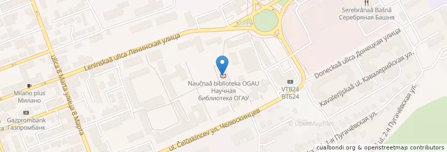 Mapa de ubicacion de Научная библиотека ОГАУ en Rusia, Приволжский Федеральный Округ, Óblast De Oremburgo, Городской Округ Оренбург.