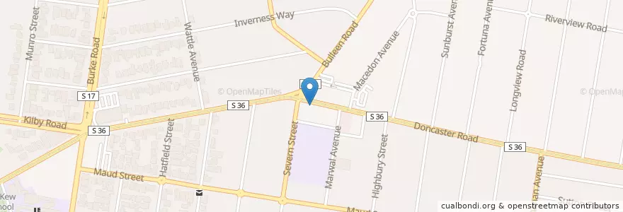 Mapa de ubicacion de Kati Thai Restaurant en 오스트레일리아, Victoria, City Of Boroondara.